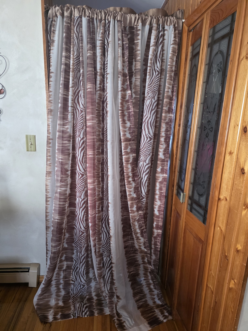 Brown Zebra-Print Sheer Curtain Panel - Stylish Window Drapery